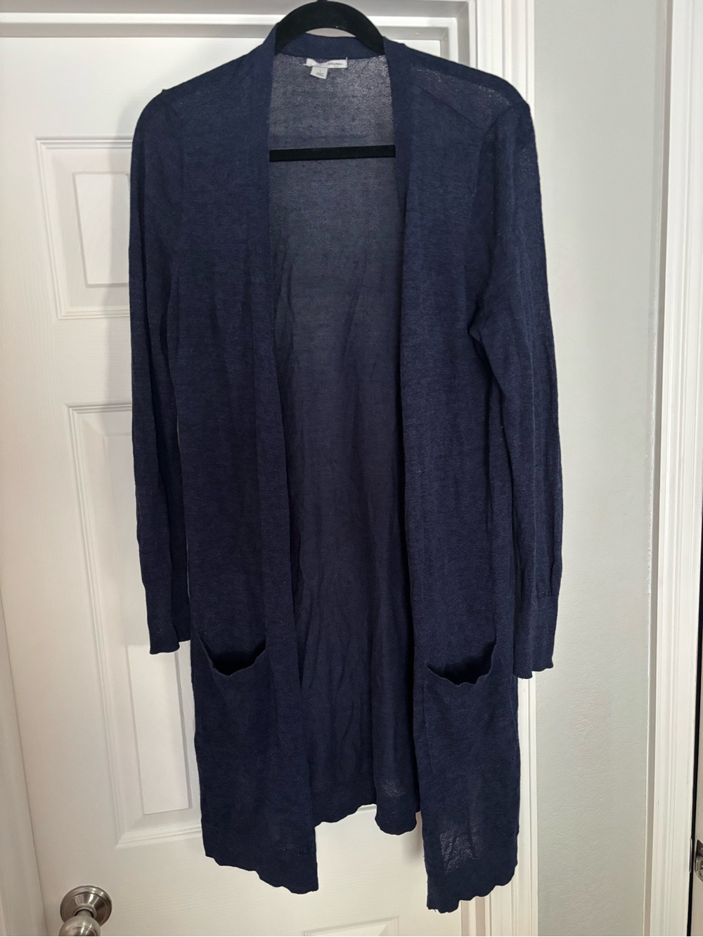Halogen Navy Open-Front Long Cardigan